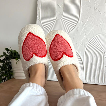 Loving Heart Slippers | White - Cute and Comfortable - Perfect Gift for Winter