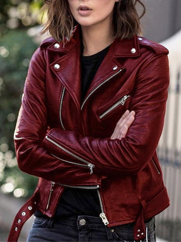 Perfecto jackets made of imitation leather with zipper, elegant women's jackets