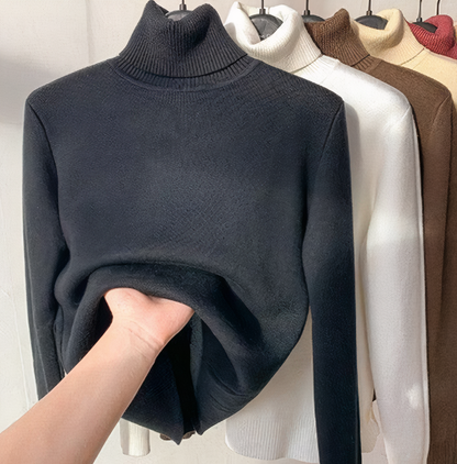 Velvet-lined turtleneck sweater - Isabella