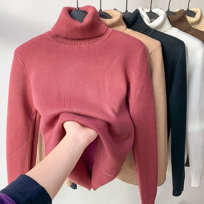 Velvet-lined turtleneck sweater - Isabella