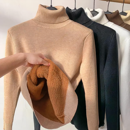 Velvet-lined turtleneck sweater - Isabella