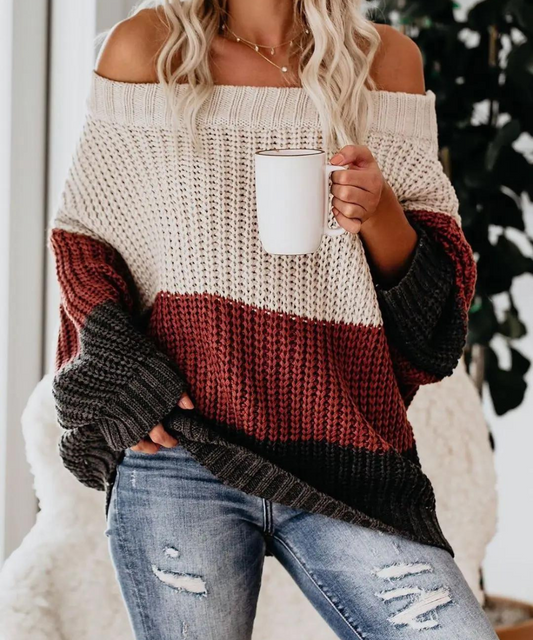 Vintage sweater with color block pattern - Jane