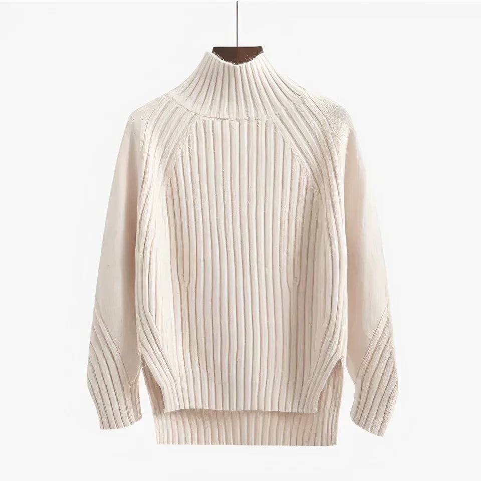 High-buttoned knitted sweater