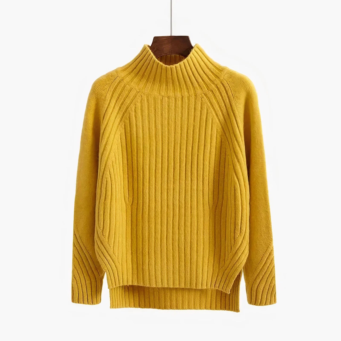 High-buttoned knitted sweater