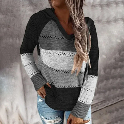 Striped sweater with hood - Jolene