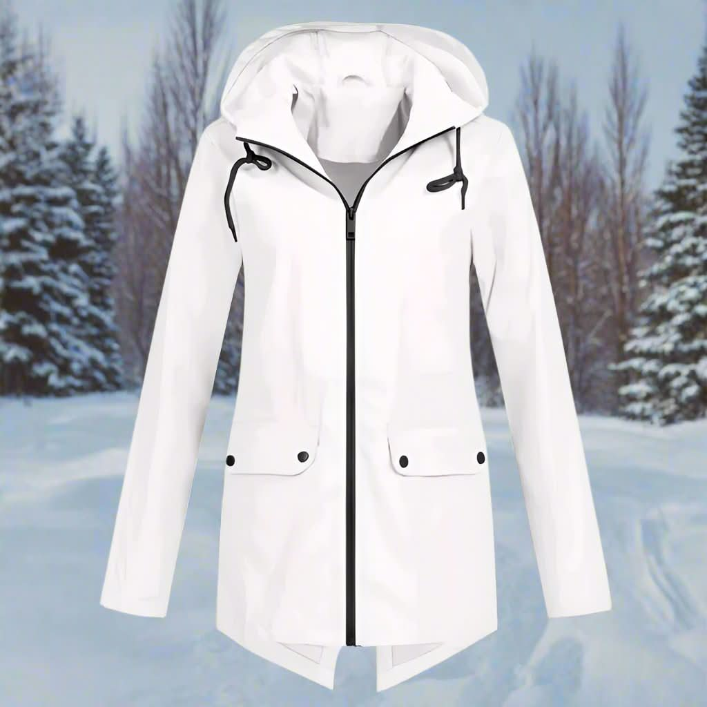 Fashionable waterproof raincoat with hood for women