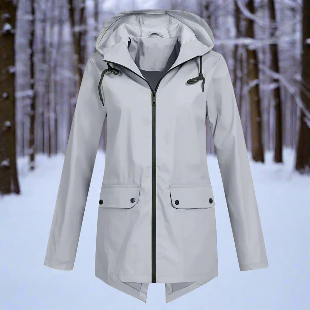 Fashionable waterproof raincoat with hood for women