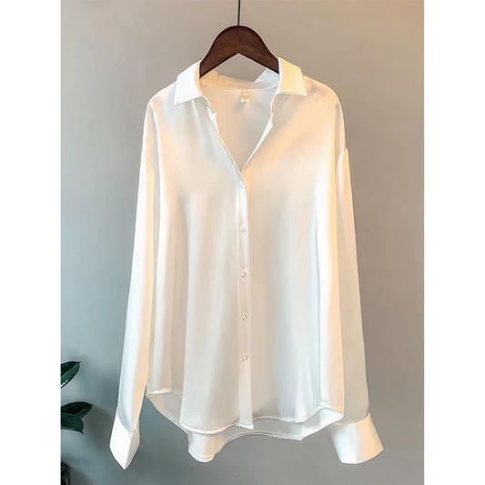 KLARA - Long-sleeved satin blouse