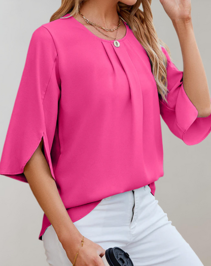 Lucinda Top | Casual Round Neck Top with Flared Sleeves