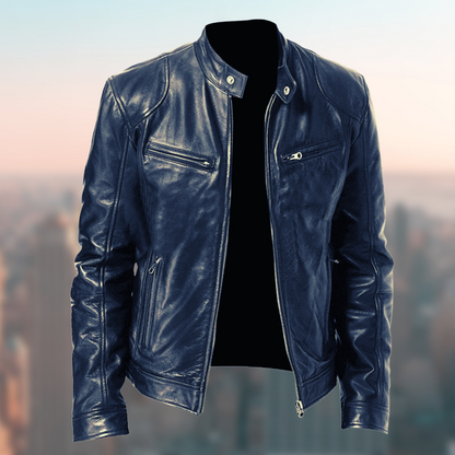 Elegant vegan leather jacket with practical pockets for men | Ideal for all seasons