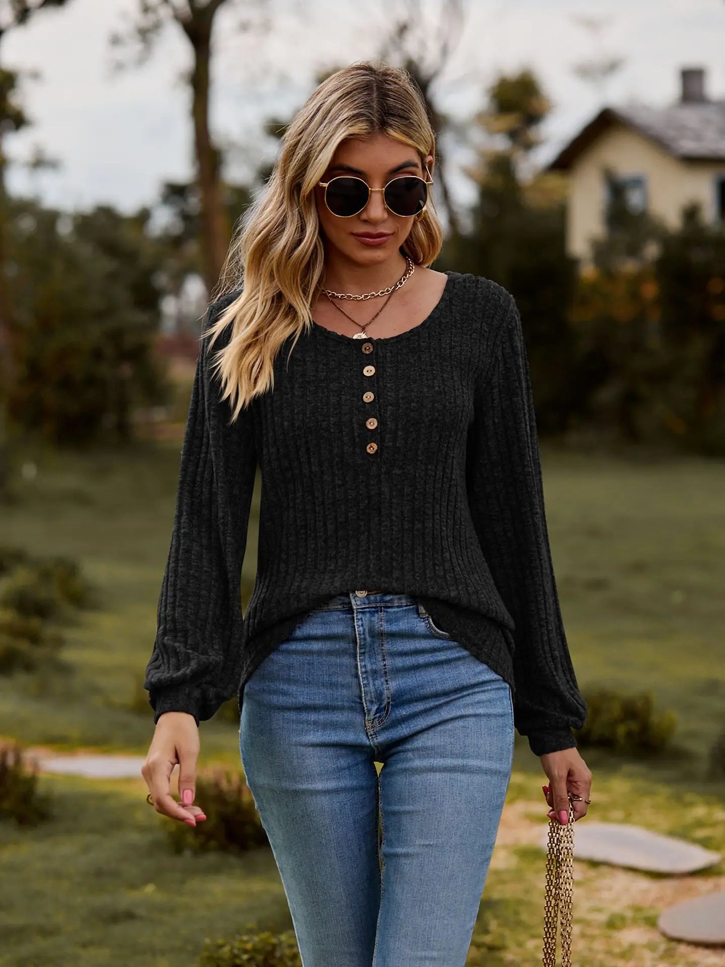 Stylish long-sleeved top for women - Lalaine