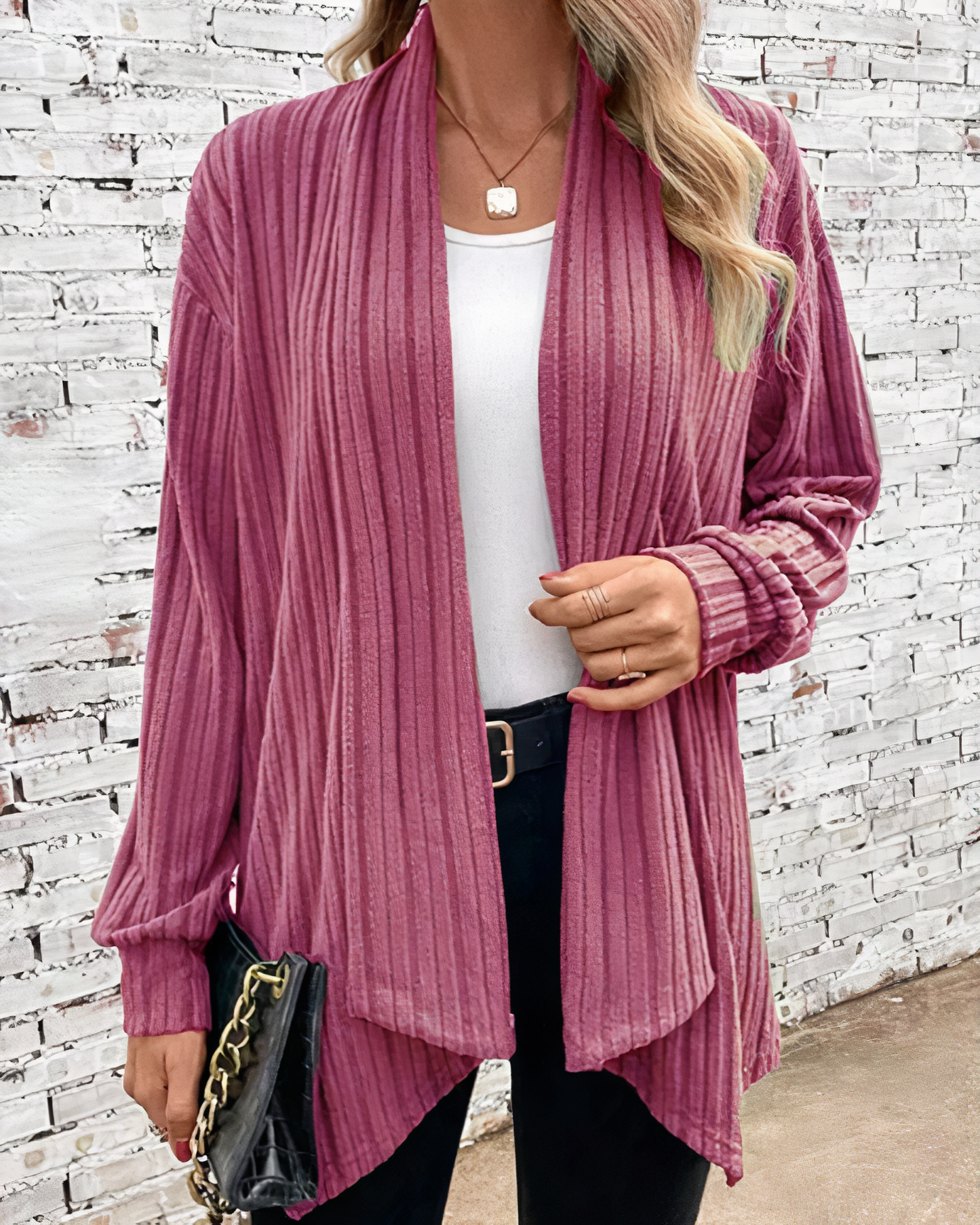 Striped cardigan with open seams - Leah