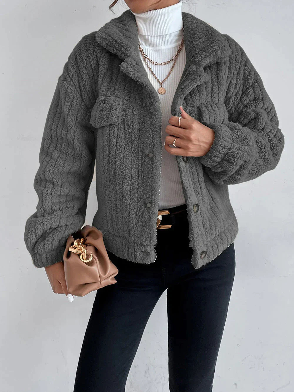 Thick plush jacket for women - Leila