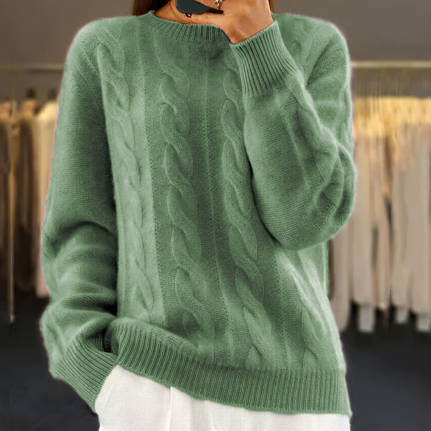 Vintage-style semi-turtleneck sweater - Libby