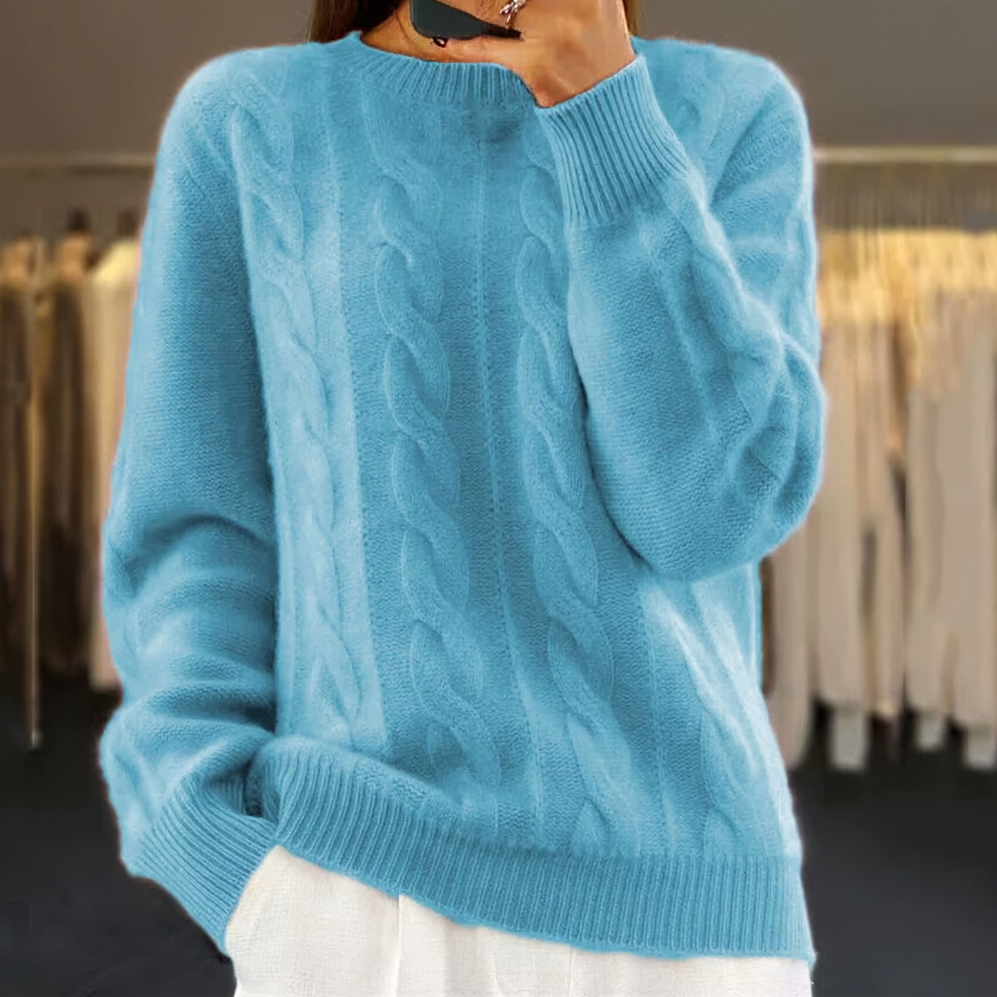 Vintage-style semi-turtleneck sweater - Libby