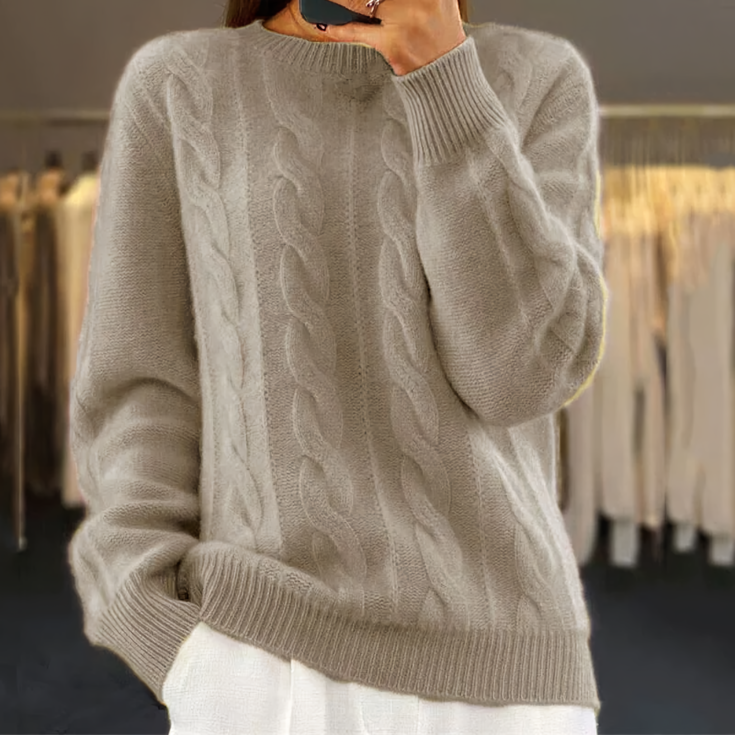 Vintage-style semi-turtleneck sweater - Libby