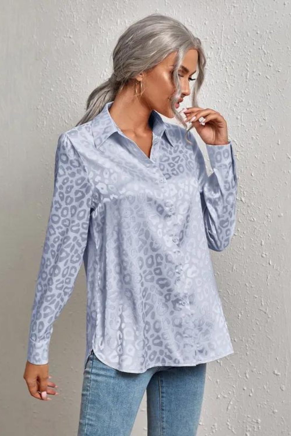 Lilac - Silk Eyelet Blouse