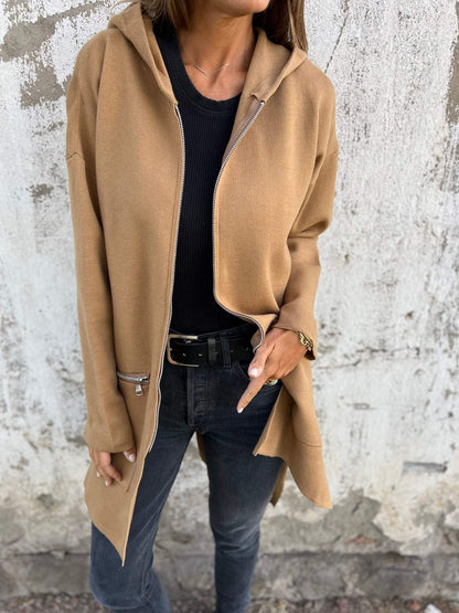 Casual loose long sleeve jacket with zipper - Lorali