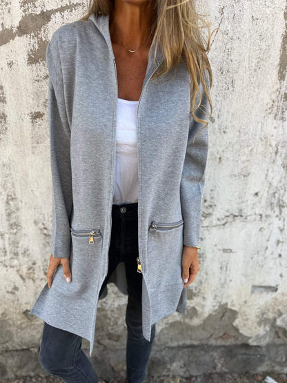 Casual loose long sleeve jacket with zipper - Lorali