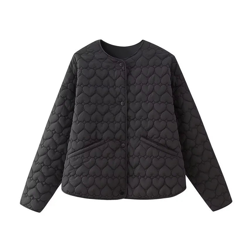 - Quilted jacket with heart pattern