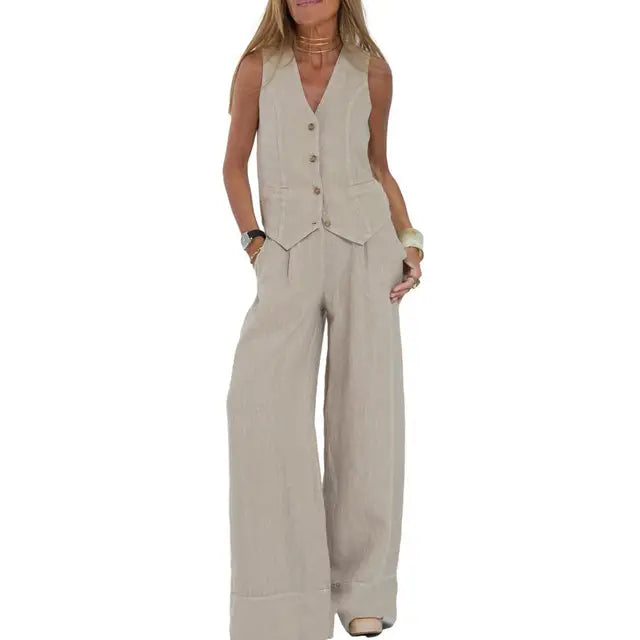 Lois | Stylish loose set (vest + pants)