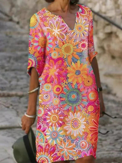 Floor | Half-sleeved summer dress with floral print