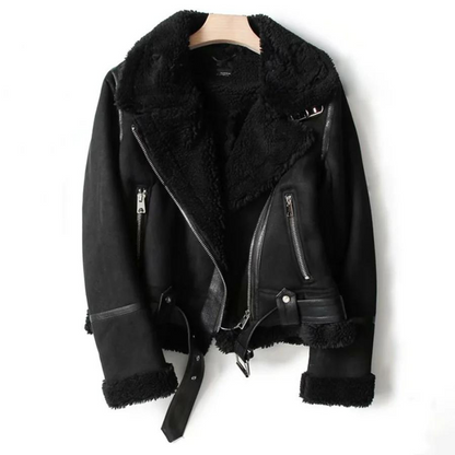 Leather jacket with sherpa lining - Macie