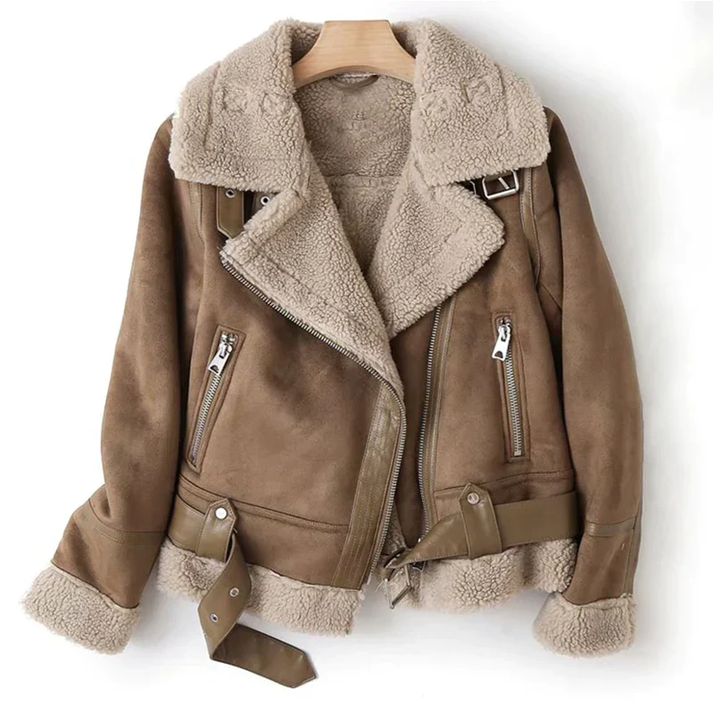 Leather jacket with sherpa lining - Macie