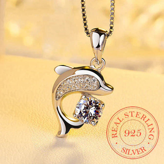 Crystal necklace with dolphin pendant | Lucky charm on a chain!