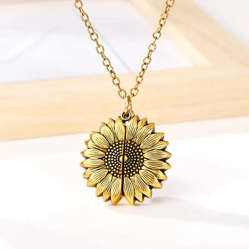 Sunflower medallion necklace