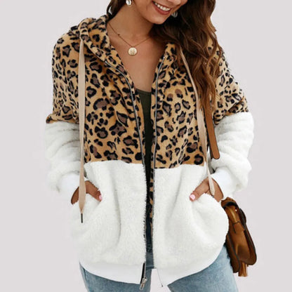 Plush hoodie with leopard print - Mira