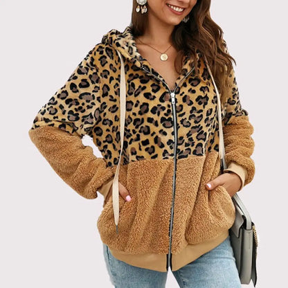 Plush hoodie with leopard print - Mira