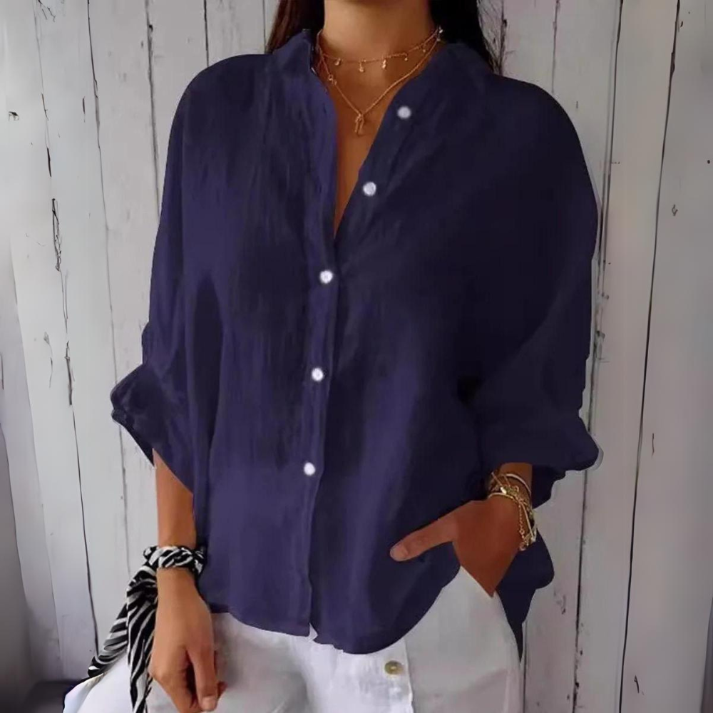 Maartje - Cotton and linen summer blouse with bow