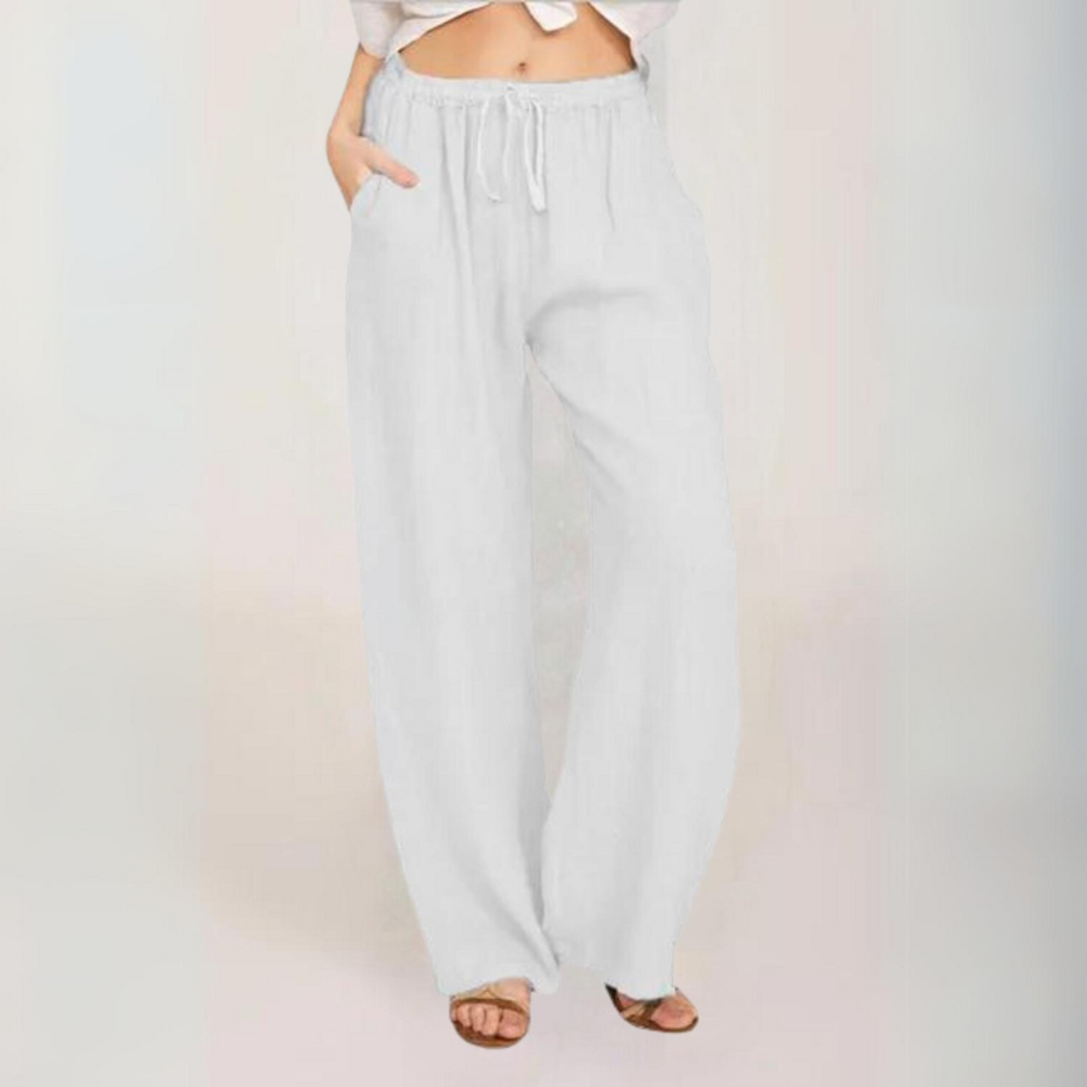 Marion - Women's cotton trousers with elasticated waist