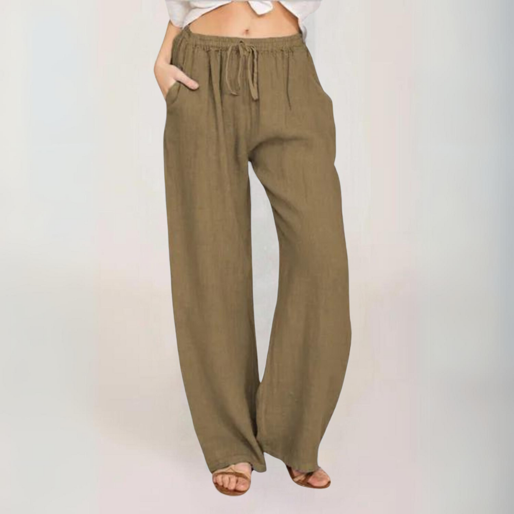 Marion - Women's cotton trousers with elasticated waist