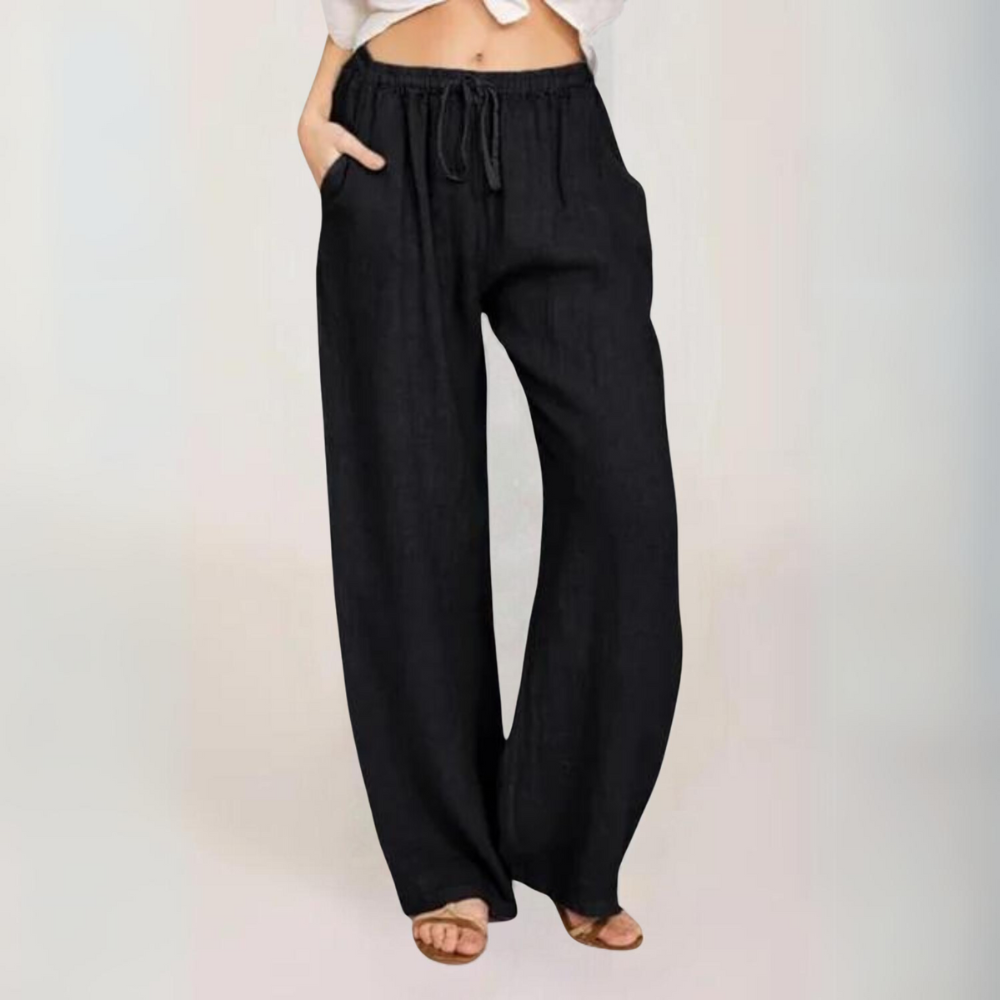 Marion - Women's cotton trousers with elasticated waist