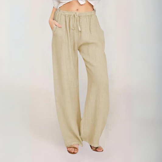 Marion - Women's cotton trousers with elasticated waist