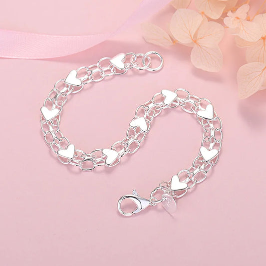 Classic Silver Heart Bracelet | Luxury & Elegant