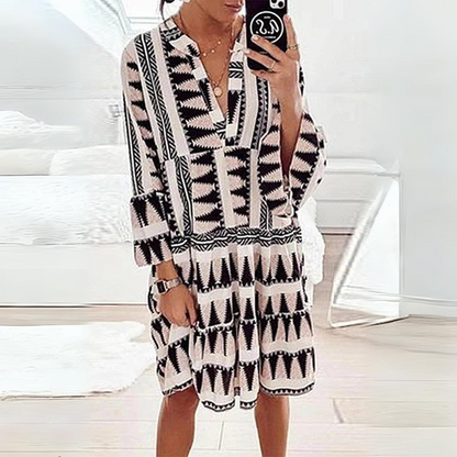 Meike - Animal print Dress with Puff sleeves