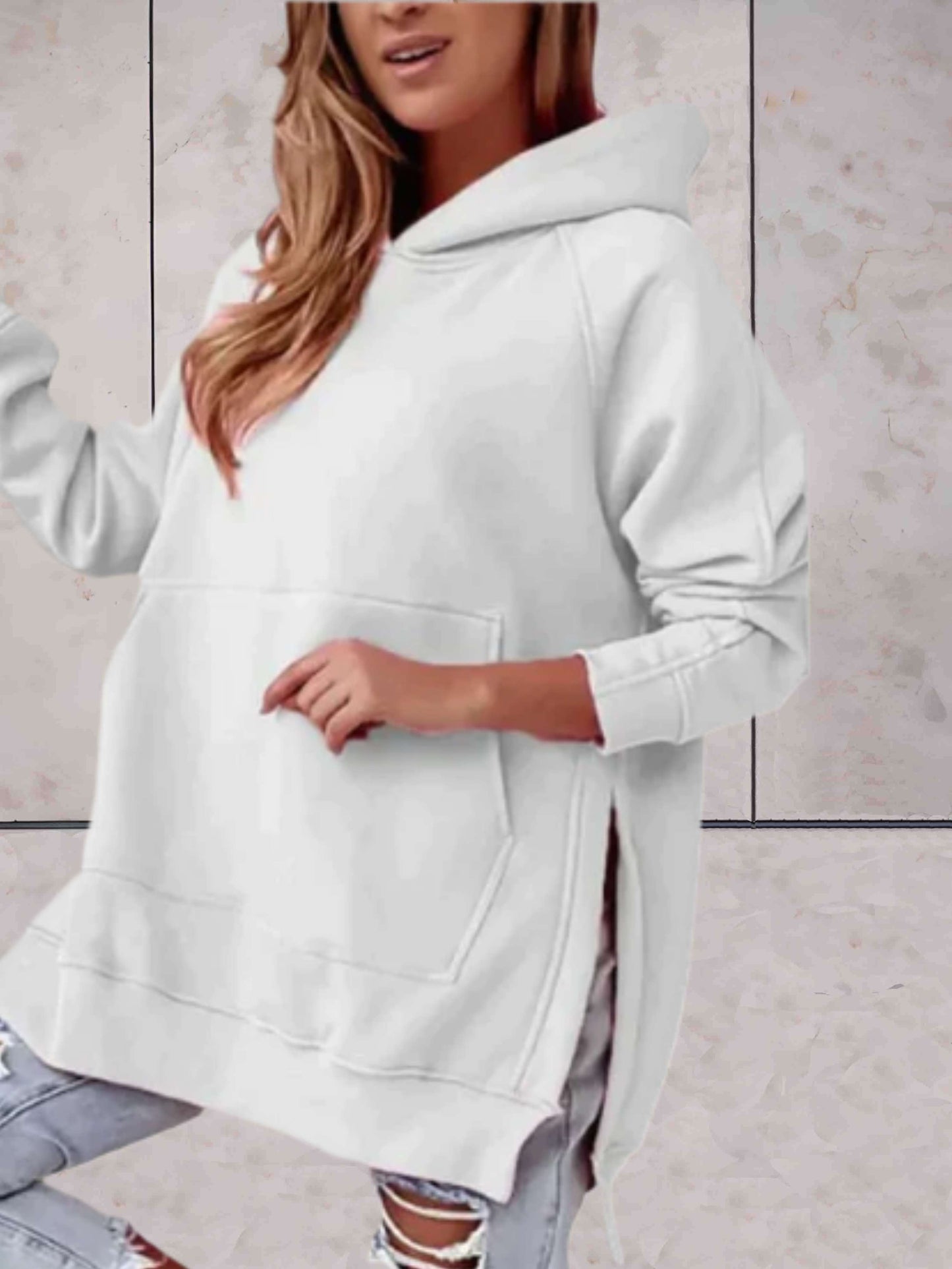 Jess | Easy To Wear Oversized Hoodie Met Zijsplitten En Losse Zakken