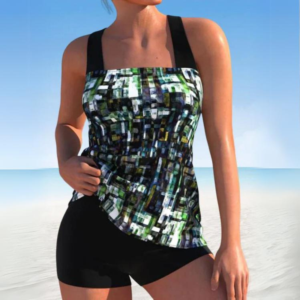 Danika - Printed Tankini with Square Neckline