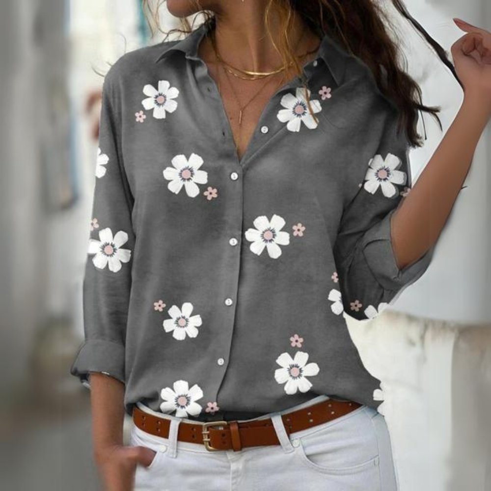 Inès - Elegant Women's Floral Blouse