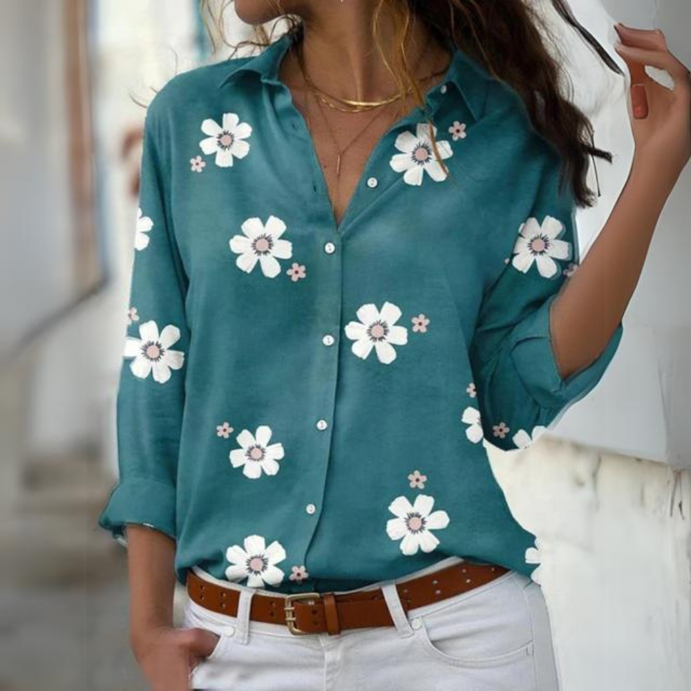 Inès - Elegant Women's Floral Blouse