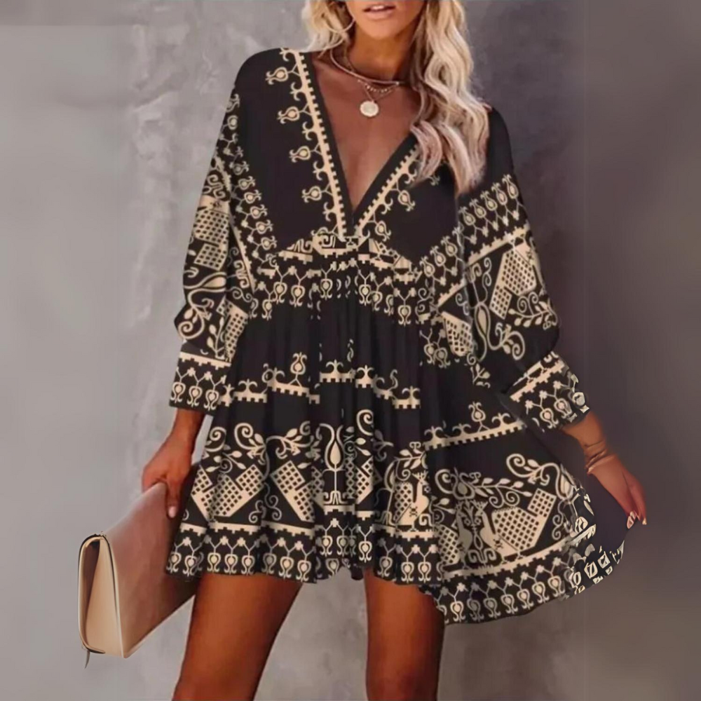 Isaline - Comfortable Summer Dress with Bohemian Print