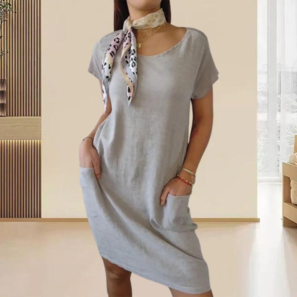 Nyah - Elegant Ladies Dress with Round Neckline