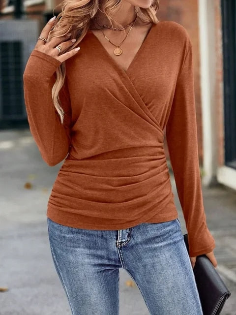 Megan - Long-sleeved V-neck top