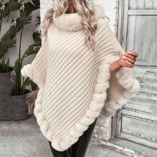 Ladies' turtleneck poncho