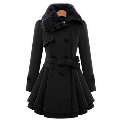 Elestria coat with fur collar for women