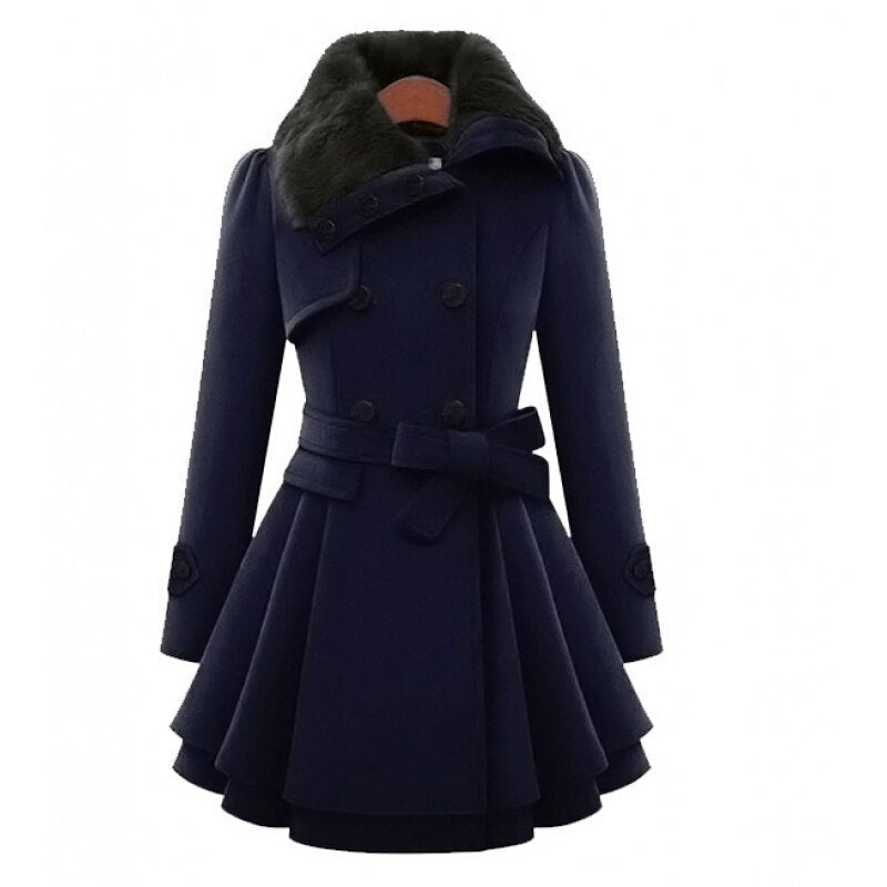 Elestria coat with fur collar for women