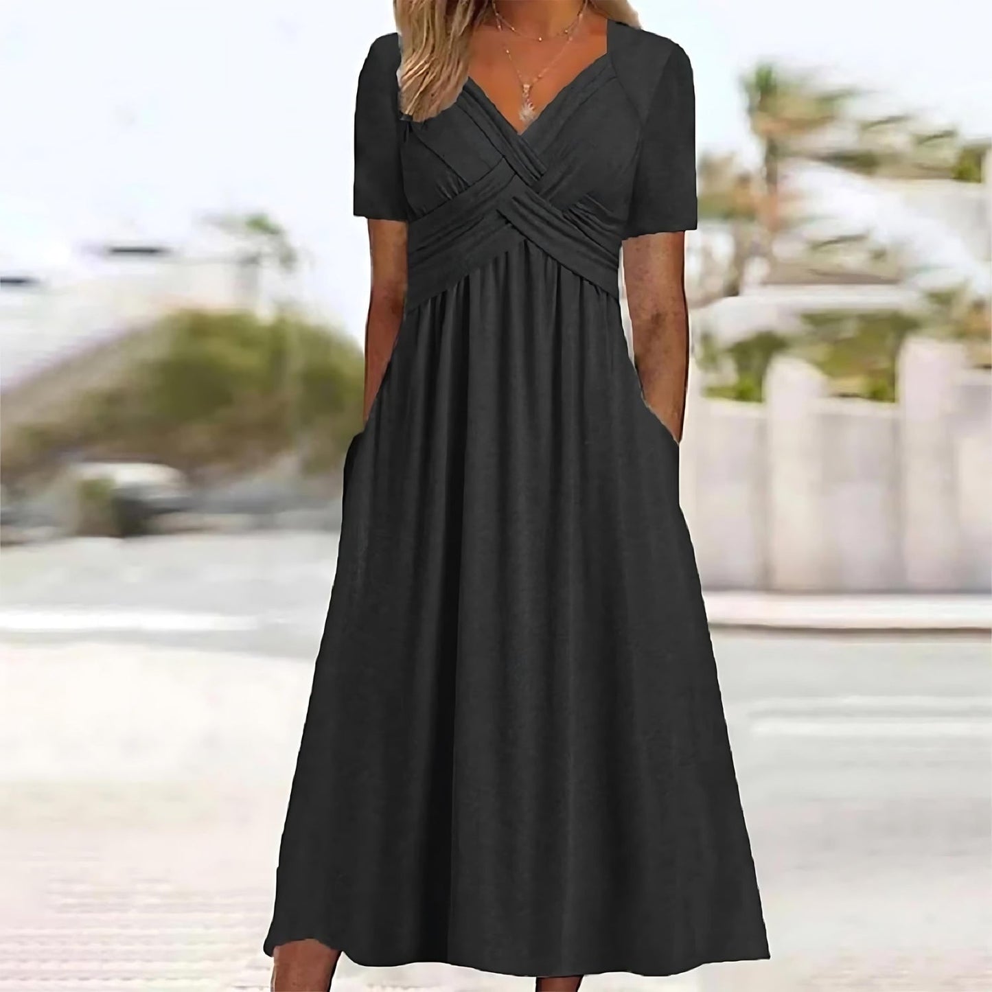 Jamal™ | Elegant midi dress with belly coverage